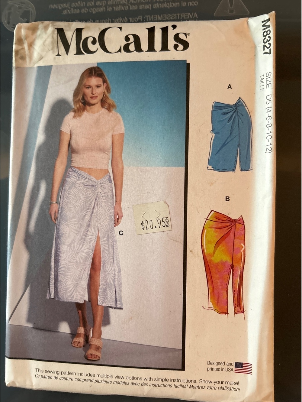 McCall's M8327 Sewing Pattern for Women's Skirt with Front Slit